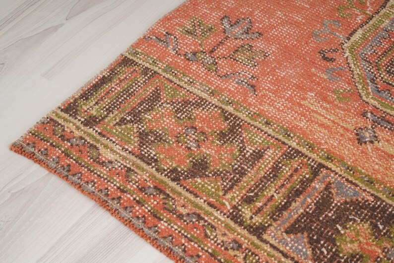 Vloerkleed 3 x 10, Oushak-tapijt loper, Turks loper tapijt, vintage loper 3 x 10, Anatolische loper, handgemaakt vervaagd tapijt, antiek Turks tapijt, Oushak loper, 412 afbeelding 9
