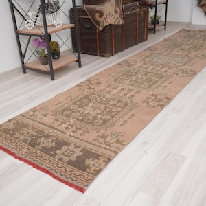 2x11 Vintage Runner, Muted Turkish Runner,Oushak Runner Rug,Natural Runner 2x11,Faded Rug,Carpet Runner,Handmade Runner,Turkish Rug 2x11,442