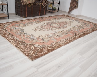 Vintage Area Rug 6x9,Muted Turkish Oushak Rug 6x9,Anatolian Wool Rug,Handmade Antique Turkish Rug,Natural Rug,Vintage Rug,6x9 Rug,117