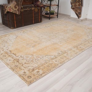 5x8 Vintage Rug, Muted Turkish Rug,Oushak Rug 5x8,Natural Wool Rug,Anatolian Carpet,Turkish Rug 5x8,Antique Area Rug,Faded Rug,Muted Rug,982