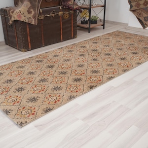 Oushak Runner Rug, Turkish Runner Rug 3x8, Vintage Runner 3x8, Anatolian Wool Runner Rug, Faded Rug, Handmade Turkish Rug Runner,3x8 Rug,688