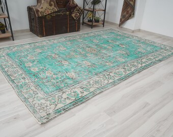 6x9 Rug, Turkish Area Rug,Oushak Rug,6x9 Vintage Rug,Neutral Rug 6x9,Handmade Wool Rug,Anatolia,Antique,Faded Rug,Natural,Turkey,Muted,383