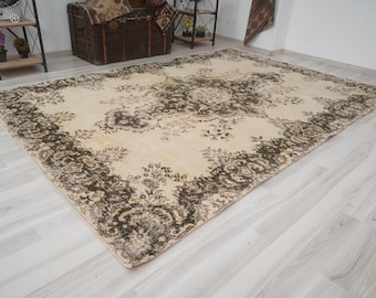 7x10 Rug, Large Vintage Rug,Turkish HandKnotted Rug,Turkish Rug 7x10,Oushak Rug,Handmade Wool Rug,Antique Rug,Oversize Rug,Muted Rug,506