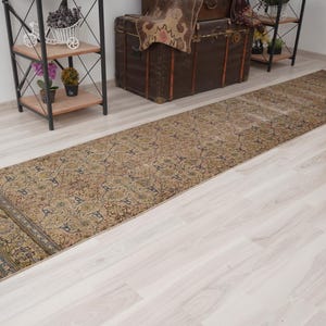 2x11 Vintage Runner, Muted Turkish Runner,Oushak Runner Rug,Natural Runner 2x11,Faded Rug,Carpet Runner,Handmade Runner,Turkish Rug 2x11,420