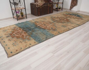 5x12 Vintage Runner, Muted Turkish Runner,Oushak Runner Rug,Natural Runner 5x12,Faded Rug,Carpet Runner,Handmade Runner,Turkish Rug 5x12,110