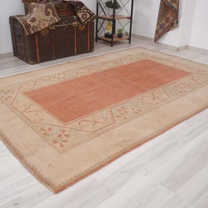 6x8 Vintage Rug, Muted Turkish Rug,Oushak Rug 6x8,Natural Wool Rug,Anatolian Turkish Rug 6x8,Antique Area Rug,Faded Rug,Muted Rug,1449