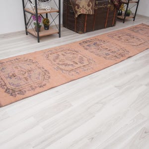 3x11 Vintage Runner, Muted Turkish Runner,Oushak Runner Rug,Natural Runner 3x11,Faded Rug,Carpet Runner,Handmade Runner,Turkish Rug 3x11,508