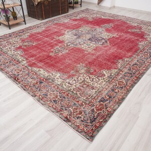 Handmade Oversize Rug, Large Turkish Oushak Rug 8x11, Wool Large Rug,Oversize Vintage Rug,Antique Area Rug,Faded Rug 8x11,Large Muted Rug,42