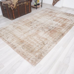 5x8 Vintage Rug, Muted Turkish Rug,Oushak Rug 5x8,Natural Wool Rug,Anatolian Carpet,Turkish Rug 5x8,Antique Area Rug,Faded Rug,Muted Rug,192