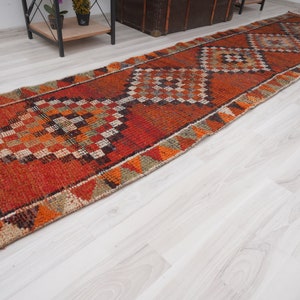 3x11 Vintage Runner, Muted Turkish Runner,Oushak Runner Rug,Natural Runner 3x11,Faded Rug,Carpet Runner,Handmade Runner,Turkish Rug 3x11,60