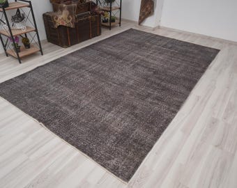 7x10 Rug, Oversize Oushak Rug, Turkish Vintage Rug, Oversize Rug 7x10, Wool, Antique, Faded, Handmade, Natural, Turkey,Muted Neutral Rug,528