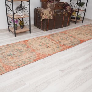 2x11 Vintage Runner, Muted Turkish Runner,Oushak Runner Rug,Natural Runner 2x11,Faded Rug,Carpet Runner,Handmade Runner,Turkish Rug 2x11,389