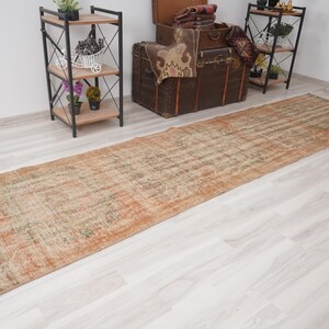 3x11 Vintage Runner, Muted Turkish Runner,Oushak Runner Rug,Natural Runner 3x11,Faded Rug,Carpet Runner,Handmade Runner,Turkish Rug 3x11,418