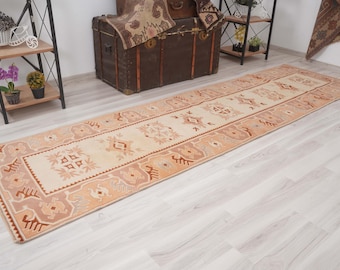 3x9 Vintage Runner, Muted Turkish Runner,Oushak Runner Rug,Natural Runner 3x9,Faded Rug,Carpet Runner,Handmade Runner,Turkish Rug 3x9,530
