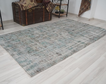 5x8 Vintage Rug, Muted Turkish Rug,Oushak Rug 5x8,Natural Wool Rug,Anatolian Carpet,Turkish Rug 5x8,Antique Area Rug,Faded Rug,Muted Rug,372