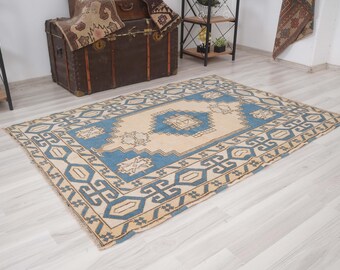4x6 Rug, Small Oushak Rug, 4x6 Turkish Rug, Vintage Rug 4x6, Anatolian Wool Carpet, Antique Hand Made Neutral Rug,Turkish Vintage Rug,30