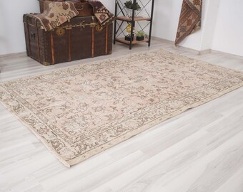 5x8 Vintage Rug, Muted Oushak Rug,Turkish Rug 5x8,Natural Rug,Anatolian Area Carpet,Oushak 5x8,Antique Area Rug,Faded Rug,Muted Rug,760