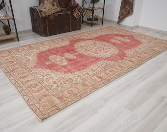 5x9 Vintage Rug, Muted Turkish Rug,Oushak Rug 5x9,Natural Wool Rug,Anatolian Carpet,Turkish Rug 5x9,Antique Area Faded Rug,Muted Rug,1676
