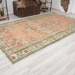 Large Vintage Rug, 6x10 Turkish Oriental Area Rug,Oversize Oushak Rug,6x10 Rug,Neutral Rug,Faded Rug,Handmade Muted Rug,6x10 Area Rug,668