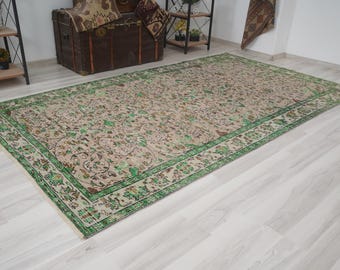 5x9 Vintage Rug, Muted Turkish Rug,Oushak Rug 5x9,Natural Wool Rug,Anatolian Carpet,Turkish Rug 5x9,Antique Area Faded Rug,Muted Rug,1689
