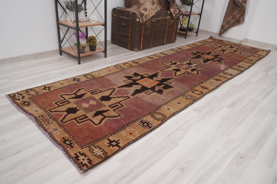 4x12 Runner, Oushak Runner Rug, Faded Turkish Rug, Vintage Runner, Anatolian Wool Runner, Handmade Carpet, Antique Turkish Runner 4x12,578