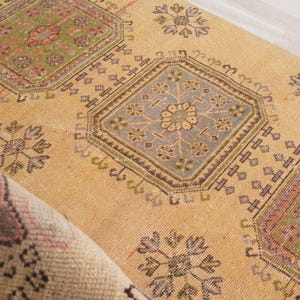 Vloerkleed 3 x 10, Oushak-tapijt loper, Turks loper tapijt, vintage loper 3 x 10, Anatolische loper, handgemaakt vervaagd tapijt, antiek Turks tapijt, Oushak loper, 412 afbeelding 3