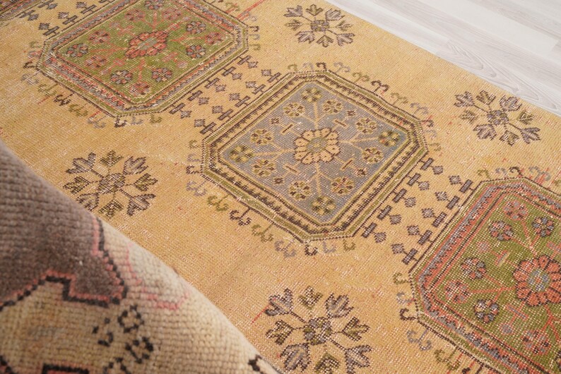 Vloerkleed 3 x 10, Oushak-tapijt loper, Turks loper tapijt, vintage loper 3 x 10, Anatolische loper, handgemaakt vervaagd tapijt, antiek Turks tapijt, Oushak loper, 412 afbeelding 3