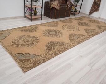 4x12 Runner, Oushak Runner Rug, Faded Turkish Rug, Vintage Runner, Anatolian Wool Runner, Handmade Carpet, Antique Turkish Runner 4x12,886