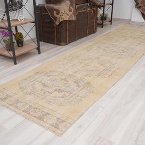 3x10 Vintage Runner, Muted Turkish Runner,Oushak Runner Rug,Natural Runner 3x10,Faded Rug,Carpet Runner,Handmade Runner,Turkish Rug 3x10,652