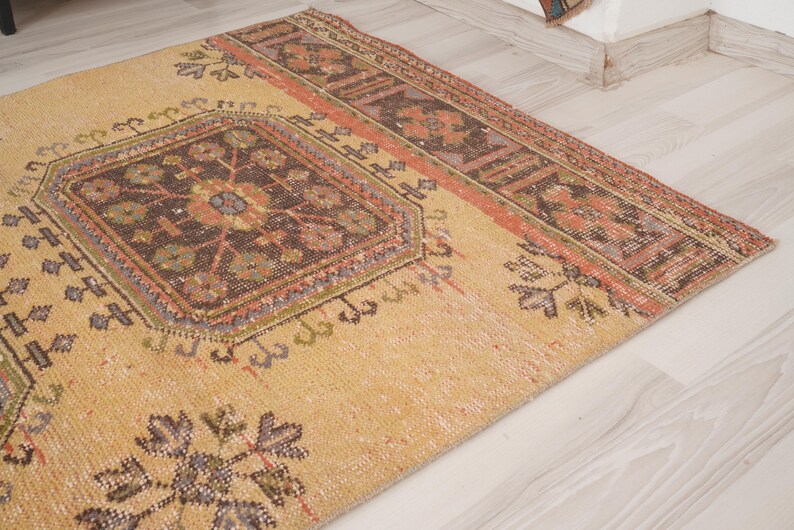 Vloerkleed 3 x 10, Oushak-tapijt loper, Turks loper tapijt, vintage loper 3 x 10, Anatolische loper, handgemaakt vervaagd tapijt, antiek Turks tapijt, Oushak loper, 412 afbeelding 4