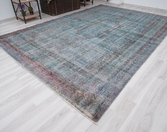 7x11 Rug, Turkish Area Rug,Large Oushak Rug,7x11 Vintage Rug,Oversize Rug,Faded Turkish,Wool,Antique,Handmade,Natural,Turkey,Muted Rug,701