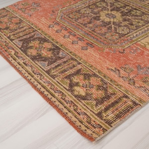 Vloerkleed 3 x 10, Oushak-tapijt loper, Turks loper tapijt, vintage loper 3 x 10, Anatolische loper, handgemaakt vervaagd tapijt, antiek Turks tapijt, Oushak loper, 412 afbeelding 7