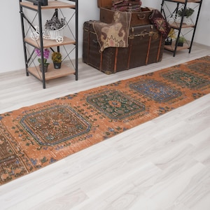 2x11 Vintage Runner, Muted Turkish Runner,Oushak Runner Rug,Natural Runner 2x11,Faded Rug,Carpet Runner,Handmade Runner,Turkish Rug 2x11,513