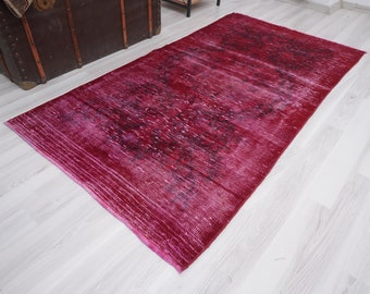 3x6 Rug, Red Oushak Rug, Faded Turkish Rug, Vintage Rug 3x6, Anatolian, Wool, Antique, Handmade,Natural,Turkey,Muted,Turkish Vintage Rug,782