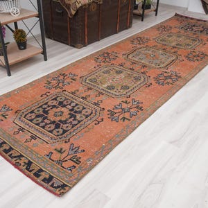3x10 Vintage Runner, Muted Turkish Runner,Oushak Runner Rug,Natural Runner 3x10,Faded Rug,Carpet Runner,Handmade Runner,Turkish Rug 3x10,55