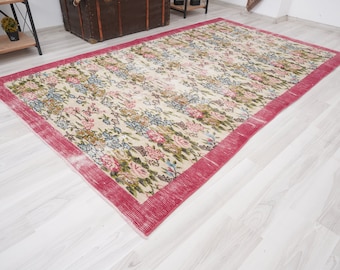 5x8 Oushak Rug, Turkish Vintage Rug, Anatolian, Wool, Antique, Faded, Handmade, Natural, Turkey, Muted, Neutral Vintage Rug, 5x8 Rug, 486
