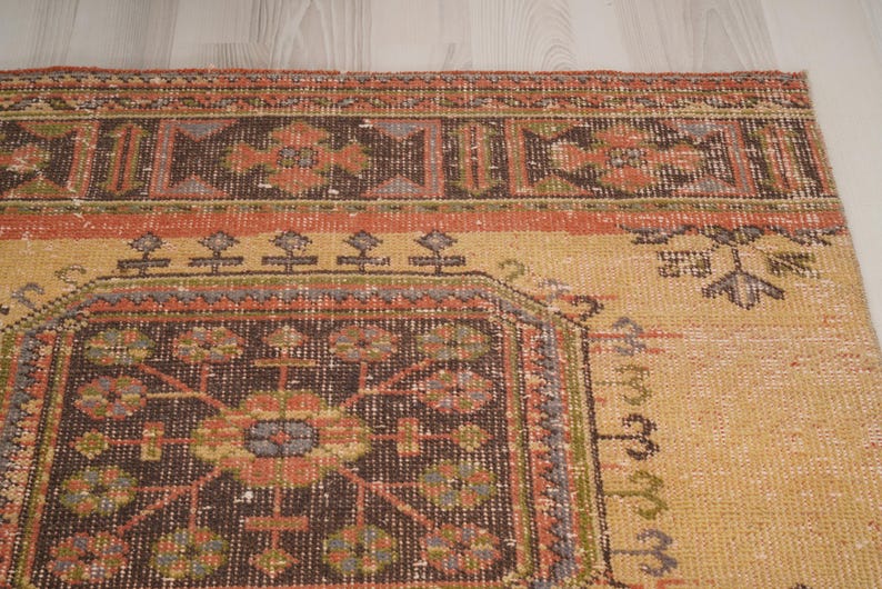Vloerkleed 3 x 10, Oushak-tapijt loper, Turks loper tapijt, vintage loper 3 x 10, Anatolische loper, handgemaakt vervaagd tapijt, antiek Turks tapijt, Oushak loper, 412 afbeelding 8