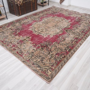 Handmade Oversize Rug, Large Turkish Oushak Rug 8x11, Wool Large Rug, Oversize Vintage Rug,Antique Area Rug,Faded Rug 8x11, Muted Rug,152