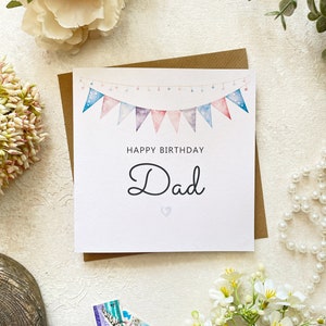 Karte zum Geburtstag für Papa. Personalisiert für Ihn. Einfacher Stil. Karte für Pa, Pops, Vater, innen leer. Inklusive Umschlag Kraftpapier. Personalisierbar