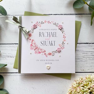 Carte de mariage spéciale - Félicitations pour votre journée spéciale - Motif papillon aquarelle - Fabriqué à la main - Enveloppe incluse - Personnalisé