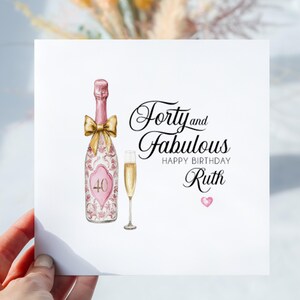40er Jahre Geburtstagskarte für Sie. Personalisierte Geburtstagskarte. Wunderschöne Karte für Sie. Fabelhaft mit vierzig. Geburtstagsgeschenk. Champagner Design. Freund