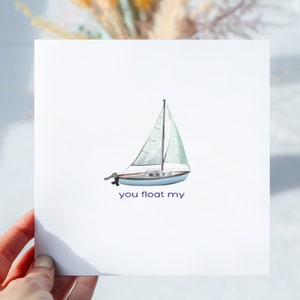 Liebeskarte zum Valentinstag | Jubiläum | Grußkarte | Innen leer | Personalisierte Nachricht optional | Kraft Umschlag | minimal | Boot Design