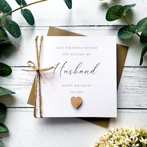 Carte d'anniversaire futur mari. Carte d'anniversaire personnalisée pour fiancé. L'année prochaine, vous serez mon mari. Cadeau de fiancé fait main. Style rustique.