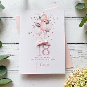 Carte d'anniversaire pour elle. Petite-fille personnalisée, carte d'anniversaire fille. Jolie carte d'anniversaire rose faite main pour 21 ans