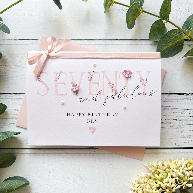 Personalised 70th Birthday Card: Handmade Floral Design - Etsy UK
