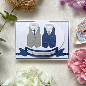 Personalisierte Hochzeitskarte | Handgemachtes Hochzeitsgeschenk | Boxed Grußkarte | 2 Bräutigame | Gay Hochzeitskarte