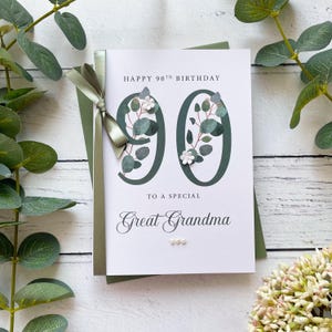 90th Birthday Card for Her. Personalised Mum, Grandma, Aunt Birthday Card. Handmade Eucalyptus birthday Card for 90th birthday. Personalised