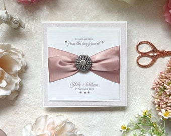 Carte de félicitations pour le jour du mariage | Cadeau de mariage fait main | Personnalisé | de voeux en boîte | Rose sombre | Couleur personnalisable | Cadeau