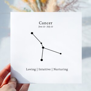 Water Sign Zodiac Note Card. Cancer, Scorpio, Pisces. Individual or set of 3. Minimal style. Zodiac Traits Art. Astrology Card with Envelope