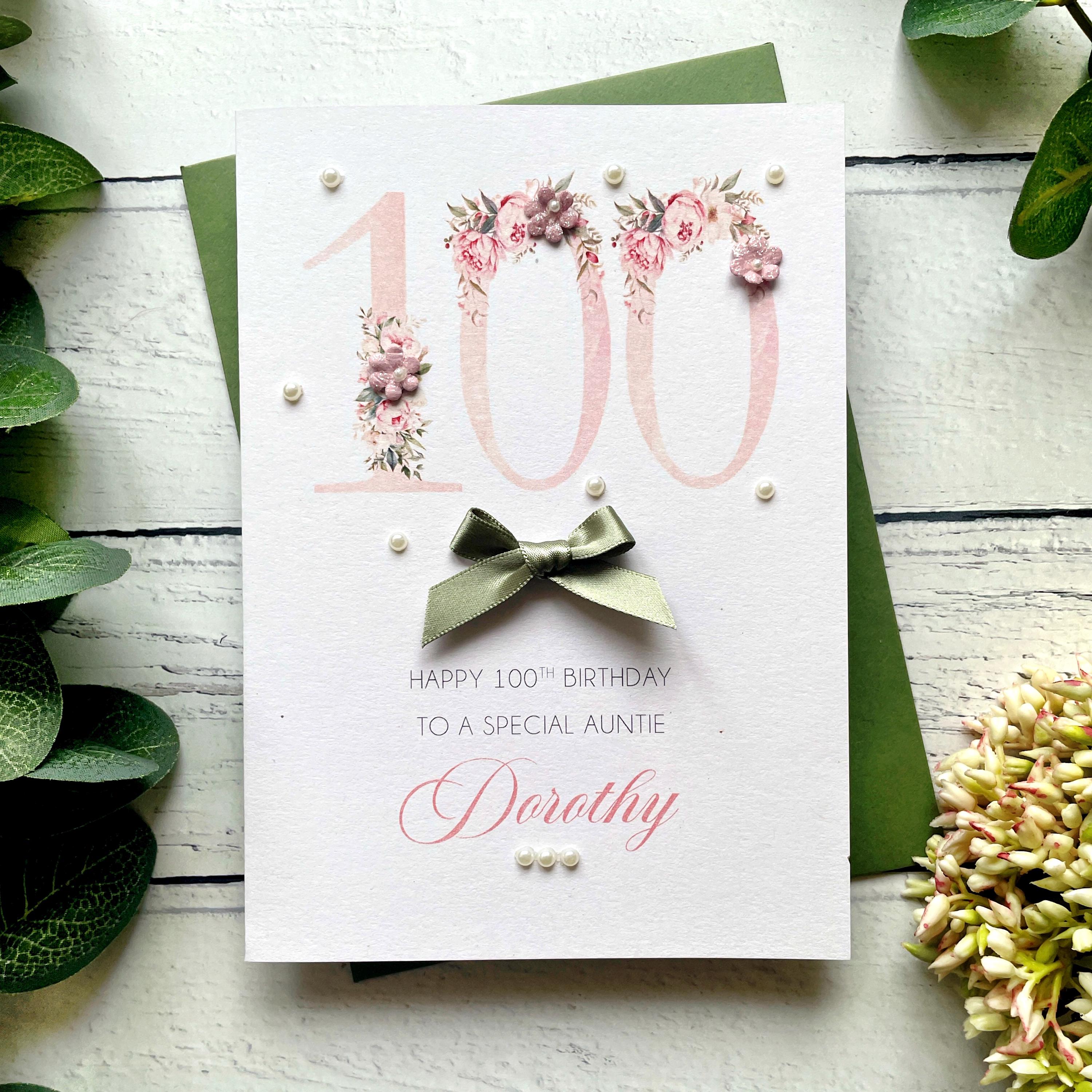 Personalised 100th Birthday Card: Handmade Floral Milestone Card - Etsy UK